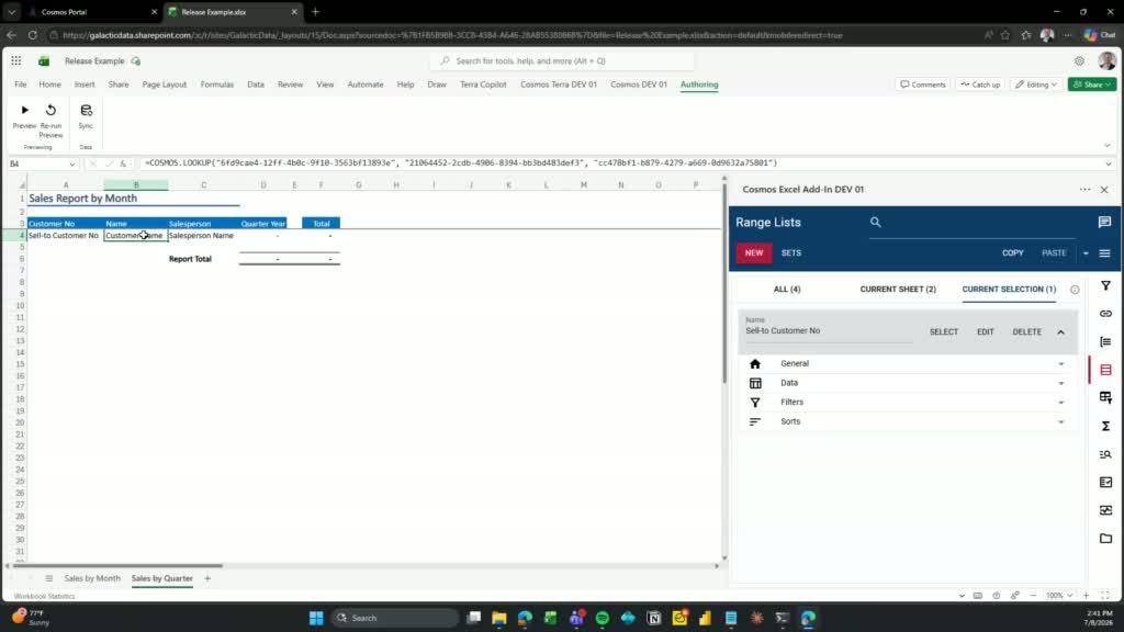 Range Lists panel showing All, Current Sheet, and Current Selection focus mode tabs